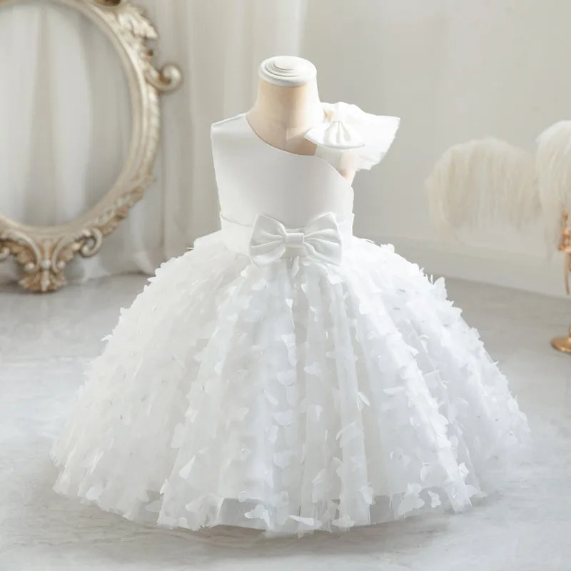 TPY0 Nouvelle Robe de Soirée Formelle en Satin avec Nœud Robe de Princesse Décontractée Printemps Filles d'Honneur Enfants Robes de Mariage