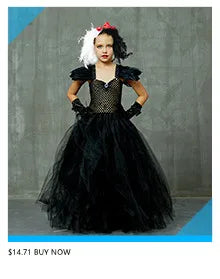 Costume de petite fille vampire gothique Robe de reine maléfique Tutu pour Halloween Fête cosplay Vêtements pour enfants Déguisement