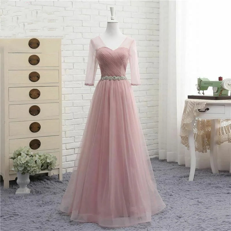 15154# Robe de Demoiselle d'honneur en Dentelle Rose Coupe Trapèze Simple sur Mesure, Divers Styles en Option, Élégante Robe de Soirée de Bal, Robe de Mariée
