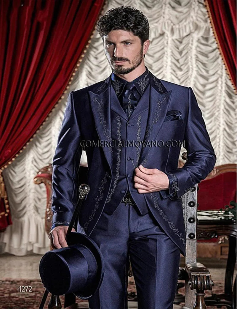 Costume sur mesure homme 2026 – Élégant costume de mariage/bal pour homme brodé – Costumes homme 3 pièces (veste+pantalon+gilet) 004