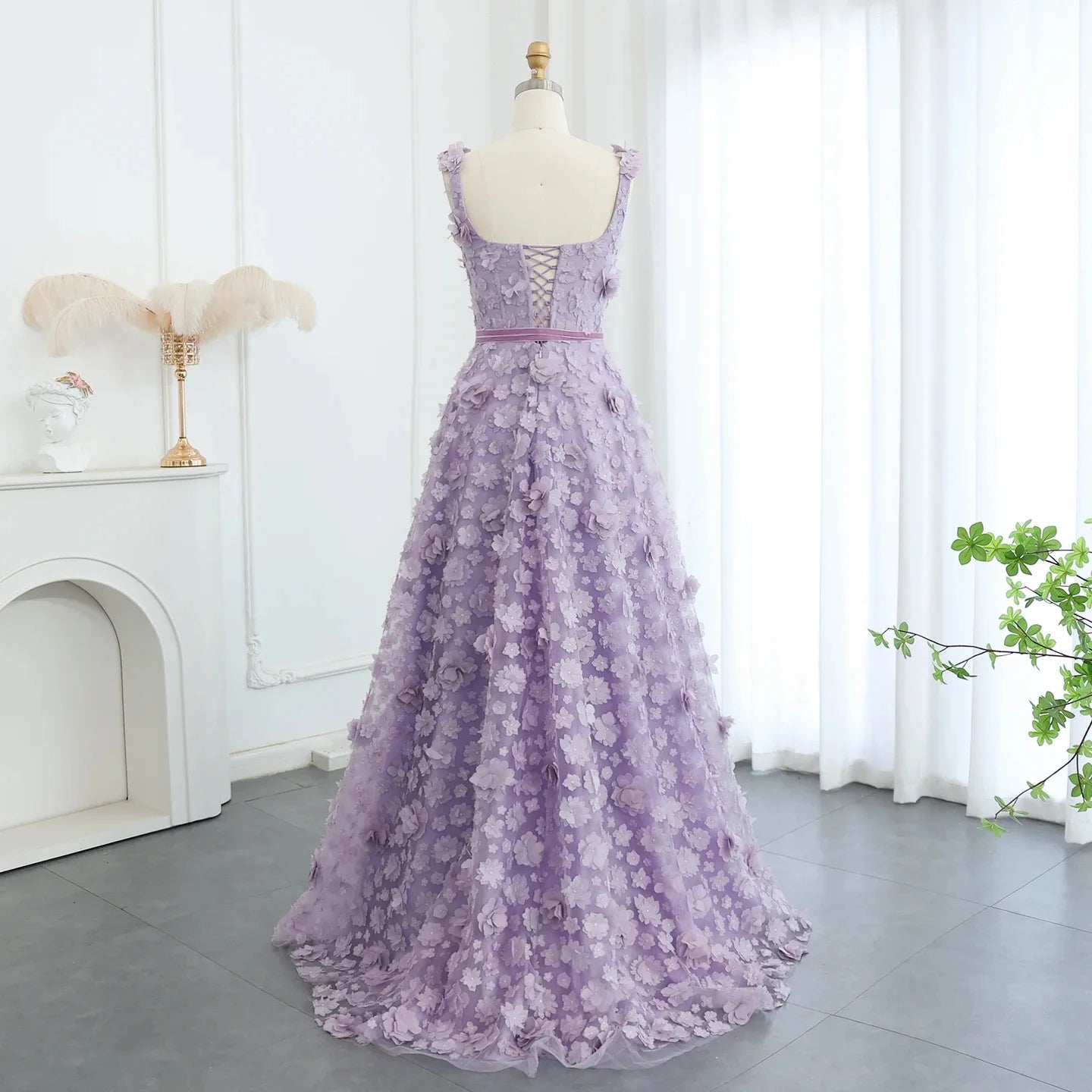 Élégante Robe de Bal Col Carré Douce Robe de Cocktail Femme Robes de Soirée Évasées Rêveuses Motif Floral
