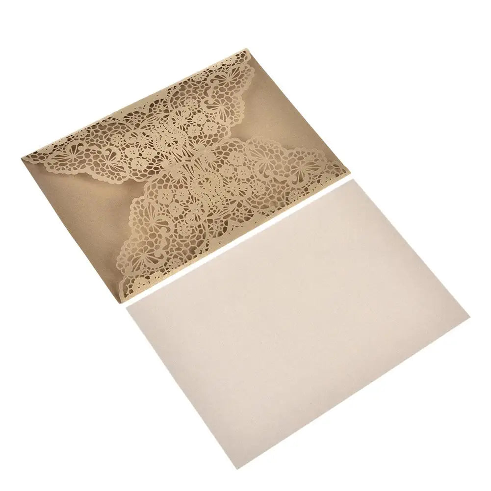 10pcs Faire-part de mariage en dentelle sculptée élégante de style européen Cartes de vœux Fournitures de fête Dropship