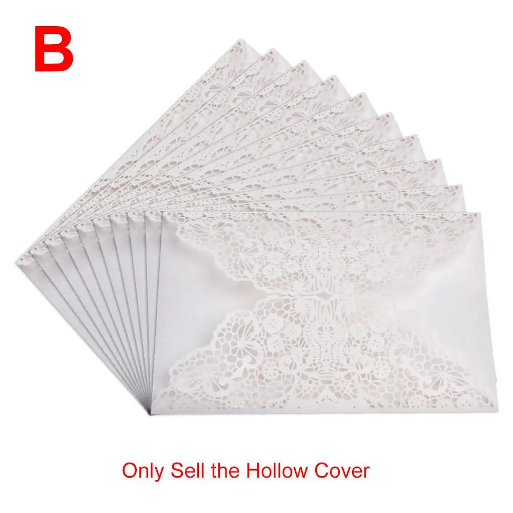 10pcs Faire-part de mariage en dentelle sculptée élégante de style européen Cartes de vœux Fournitures de fête Dropship