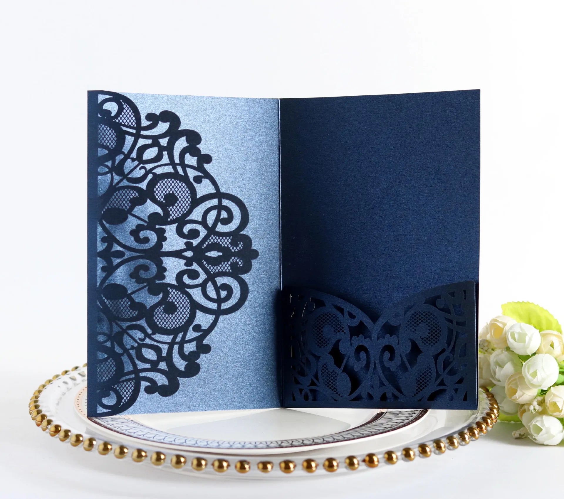 50pcs Elegant Laser Cut Wedding Invitations Card Customize Greeting Card Business With RSVP Cards Birthday Party Favor Supplies
