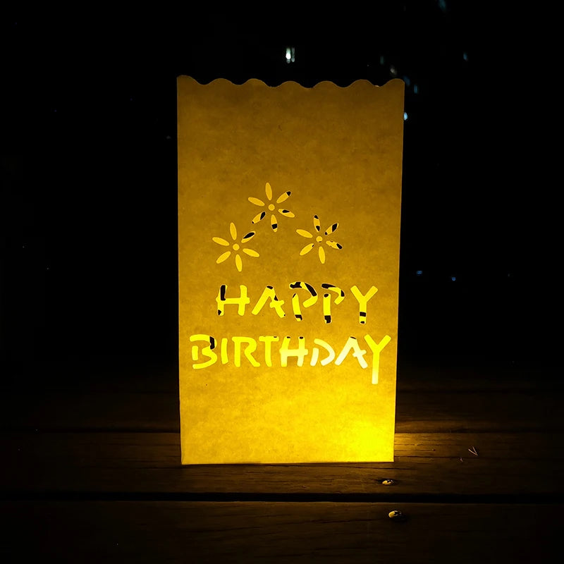50 pièces/lot Photophore Chauffe-plat Luminaria en papier Sac à bougies pour Noël Fête de mariage en plein air Décoration Fête