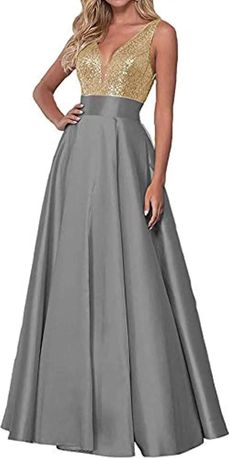 S309F Nouvelle robe de bal en sequin or rose pour demoiselle d'honneur 2025