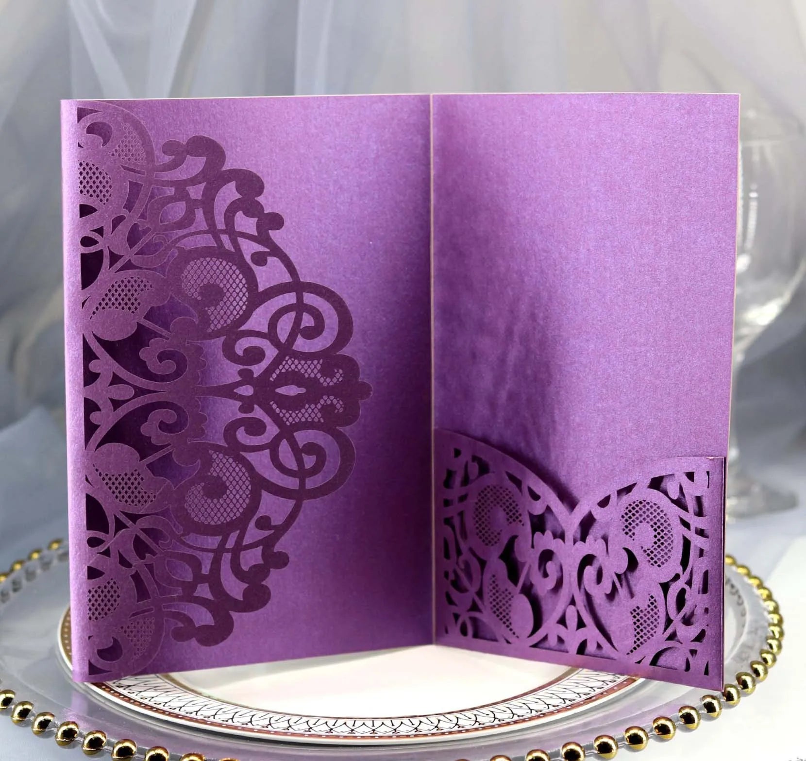 50pcs Élégantes Cartes d'invitation de mariage découpées au laser, carte de vœux personnalisable pour affaires avec cartes RSVP, fournitures de fête d'anniversaire