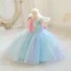 TPY0 Nouvelle Robe de Soirée Formelle en Satin avec Nœud Robe de Princesse Décontractée Printemps Filles d'Honneur Enfants Robes de Mariage