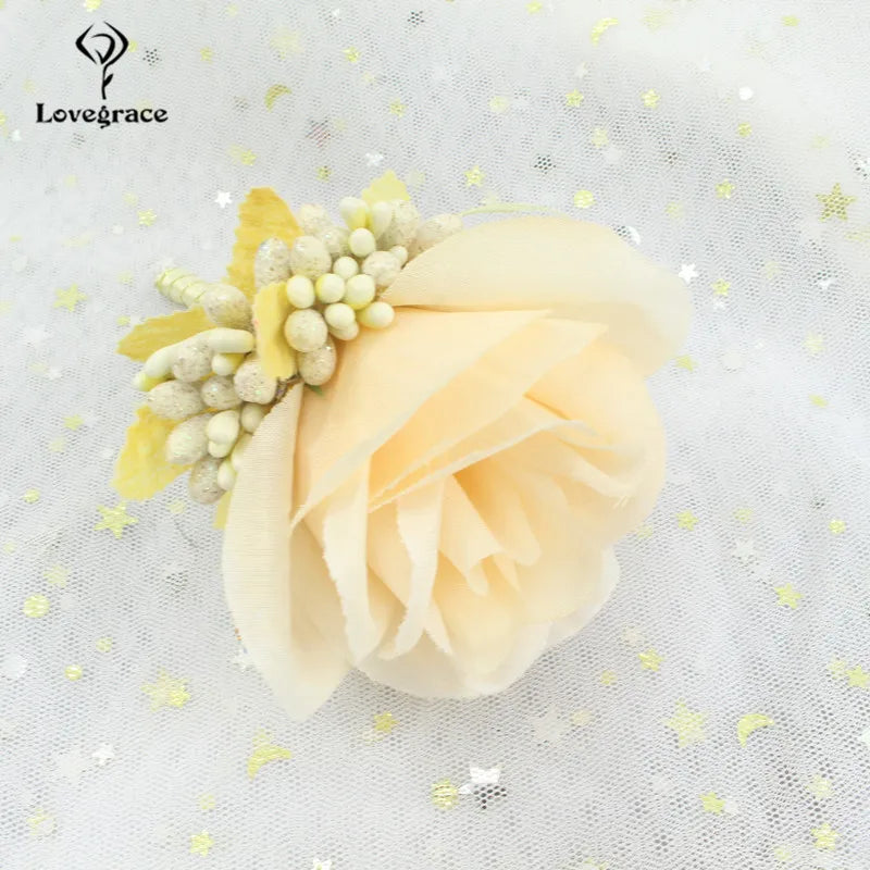 Silk Rose Boutonniere & Corsage Brooch | Groom, Groomsmen & Wedding Party