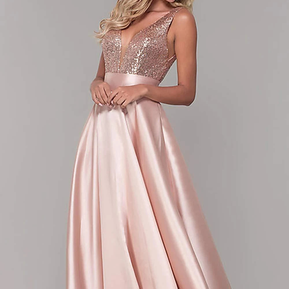 S309F Nouvelle robe de bal en sequin or rose pour demoiselle d'honneur 2025