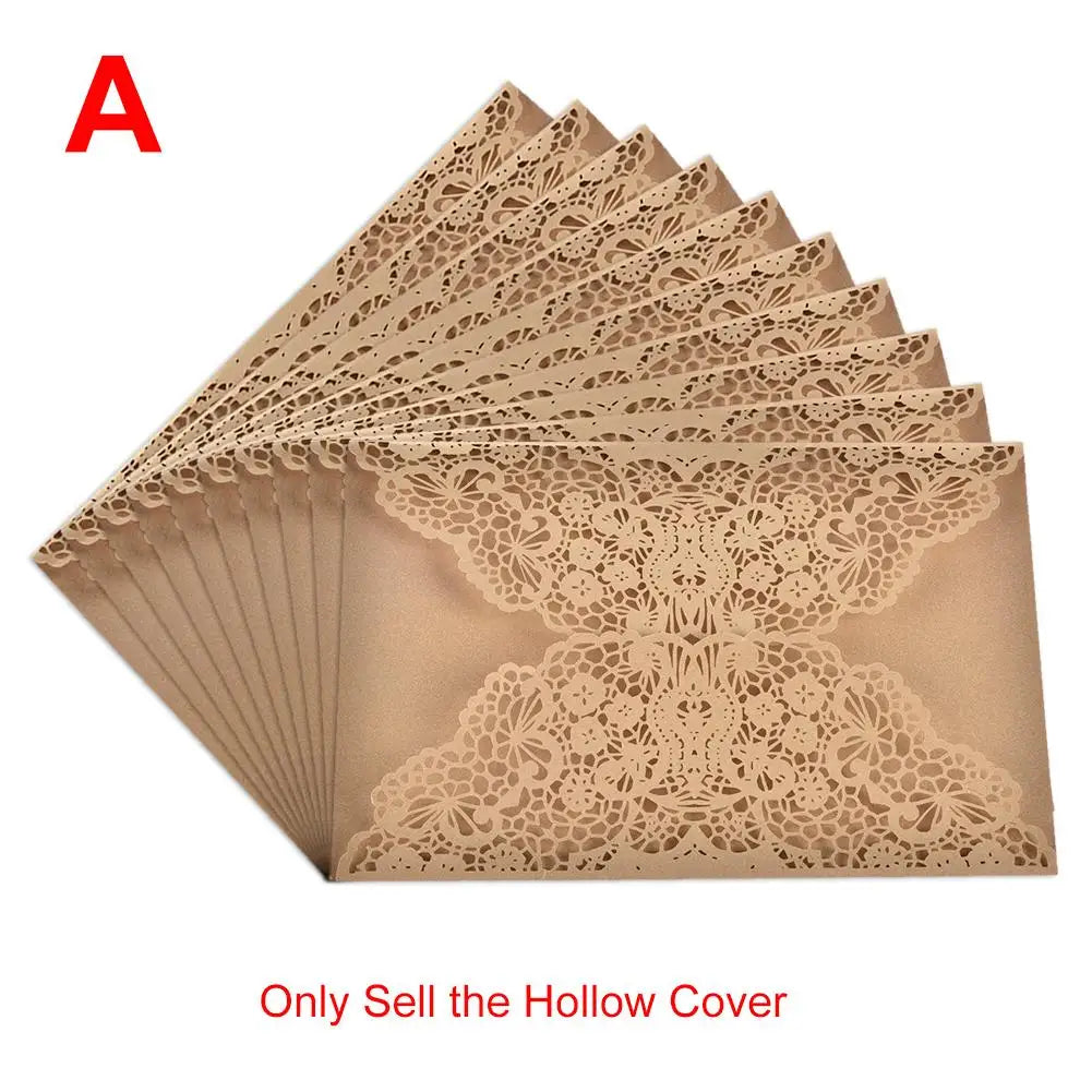 10pcs Faire-part de mariage en dentelle sculptée élégante de style européen Cartes de vœux Fournitures de fête Dropship