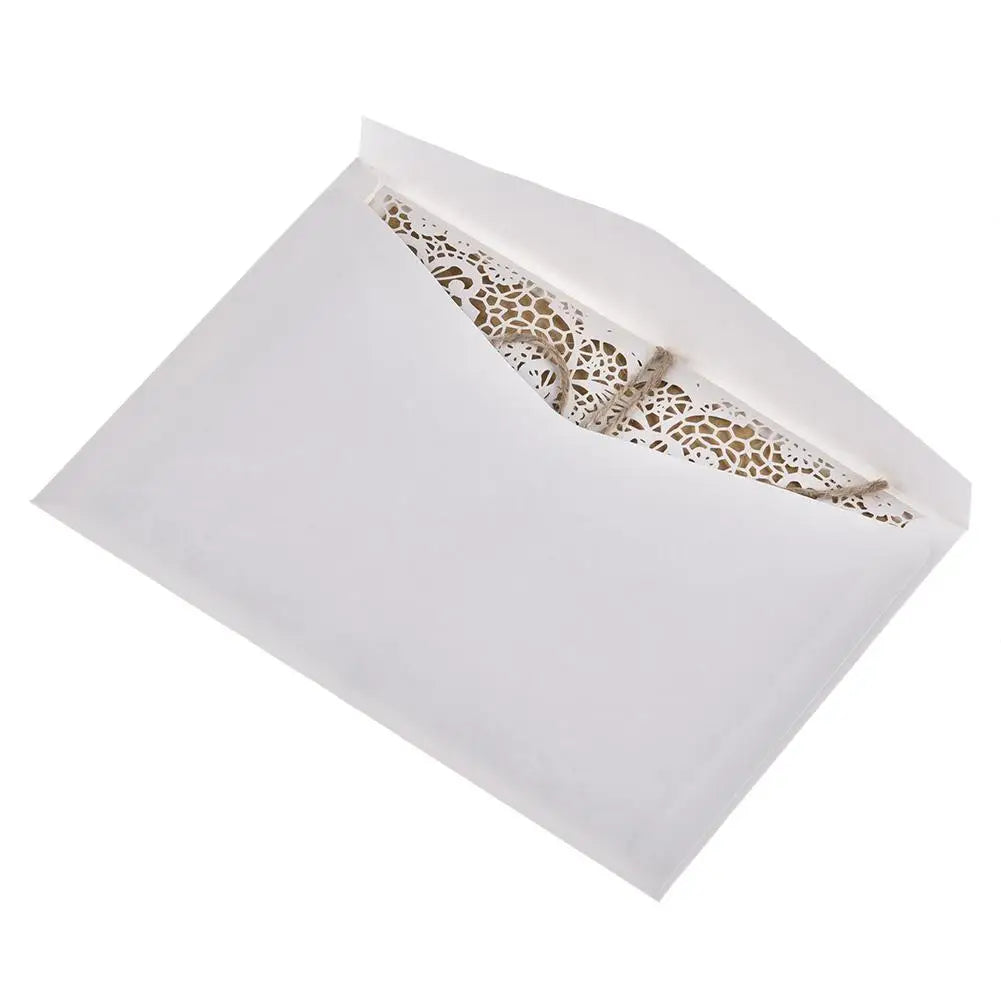 10pcs Faire-part de mariage en dentelle sculptée élégante de style européen Cartes de vœux Fournitures de fête Dropship