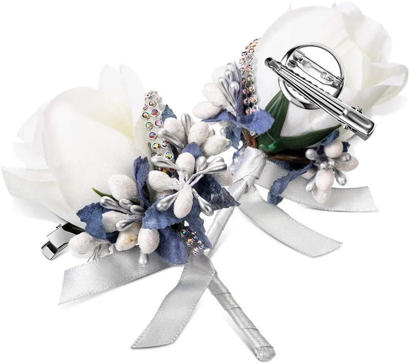 Silk Rose Boutonniere & Corsage Brooch | Groom, Groomsmen & Wedding Party
