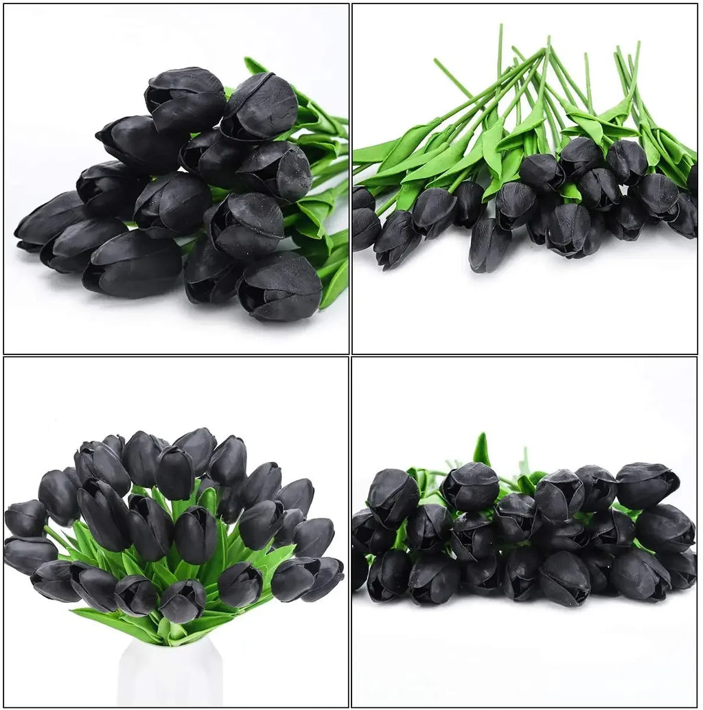 Tulipes noires artificielles "effet naturel" pour décoration de mariage (Lot de 20)