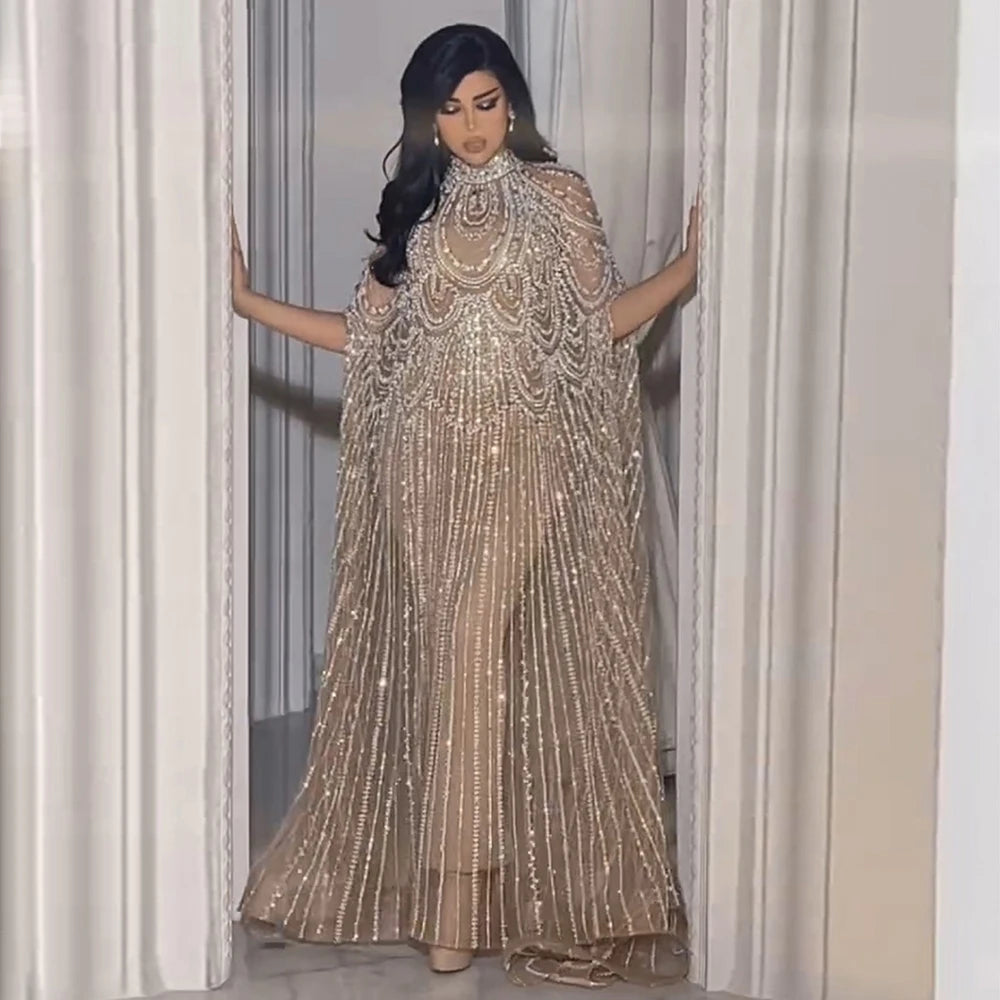 Robes de soirée personnalisées, robe de bal de luxe sexy, Caftan, robe de mariée nude, formelle, élégante et exquise, robe de soirée de haute qualité pour femmes