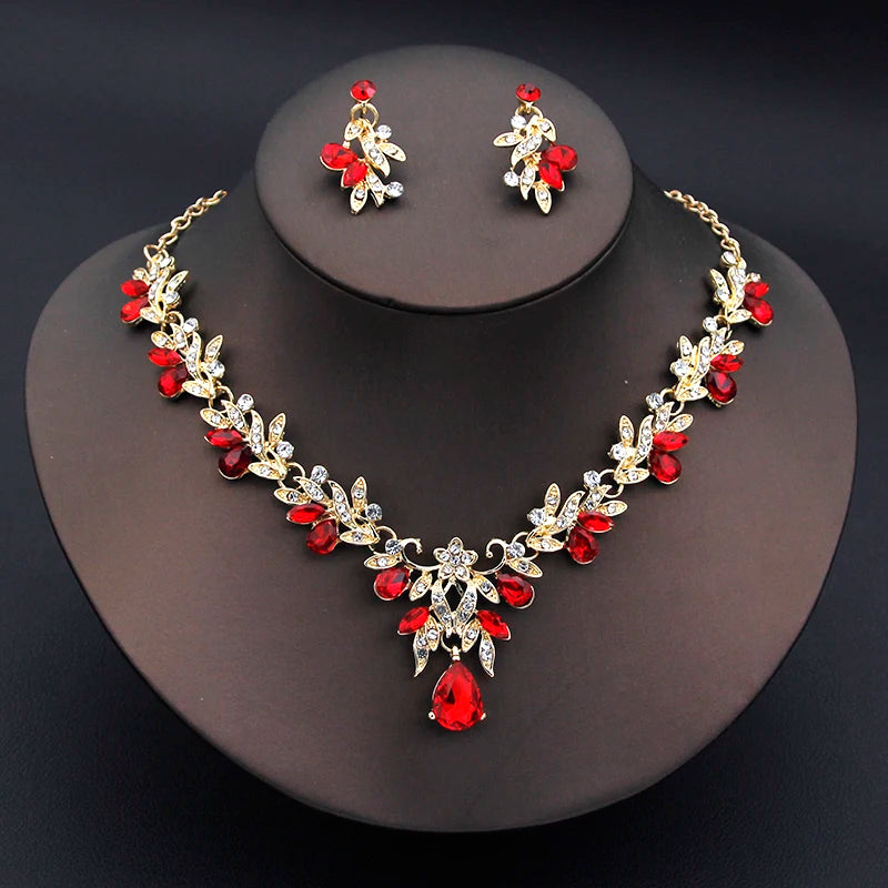 Princess Crown Bridal Jewelry Set — Necklace, Earrings & Crown