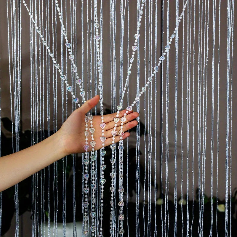 1 rideau de perles à pampilles en acrylique - Séparateur de pièce de 1x2m pour décoration de mariage et séparation de maison | Design scintillant élégant