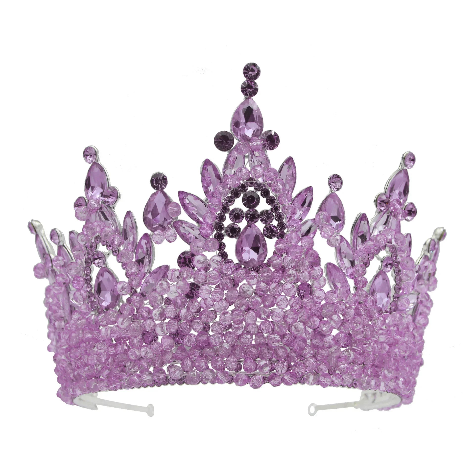 Accessoires de cheveux de mariage colorés roses, coiffe de concours de beauté, diadème de mariée Fait à la main en CRISTAL coloré avec perles