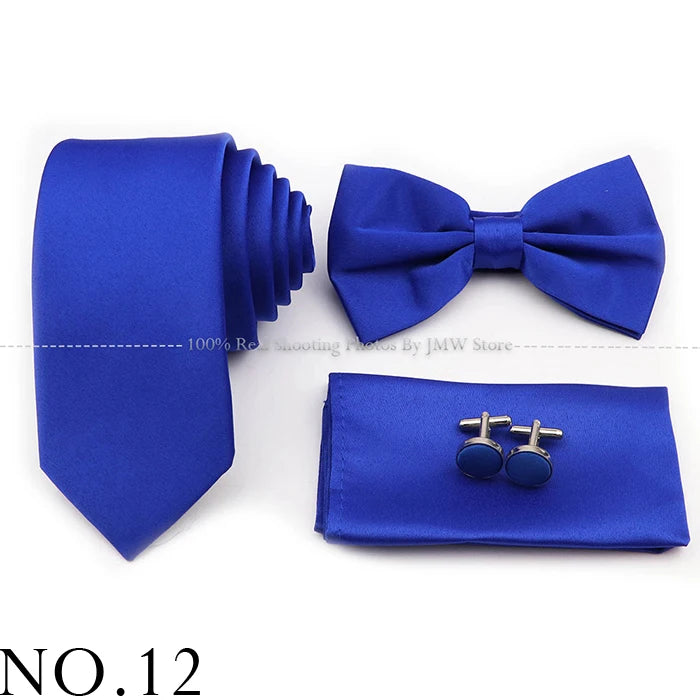 Ensemble cravate et nœud papillon violet bleu sauge vert en polyester, boutons de manchette et broche pour costume de marié, cravate de mariage, accessoire de chemise