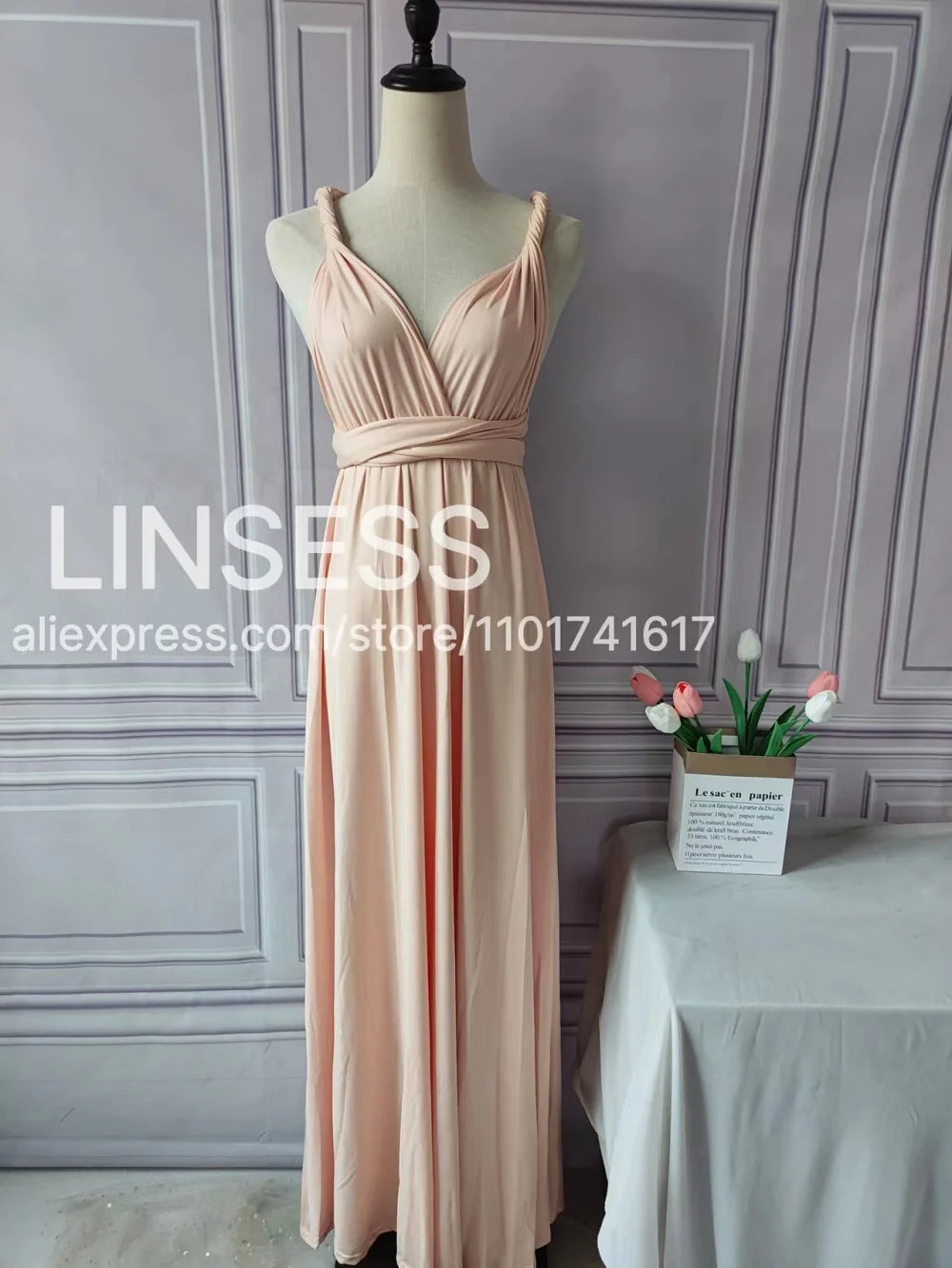 Robe de demoiselle d'honneur, robe longue vert olive de demoiselle d'honneur, robe convertible pour cortège nuptial, robe infinie multivoies, robe sur mesure