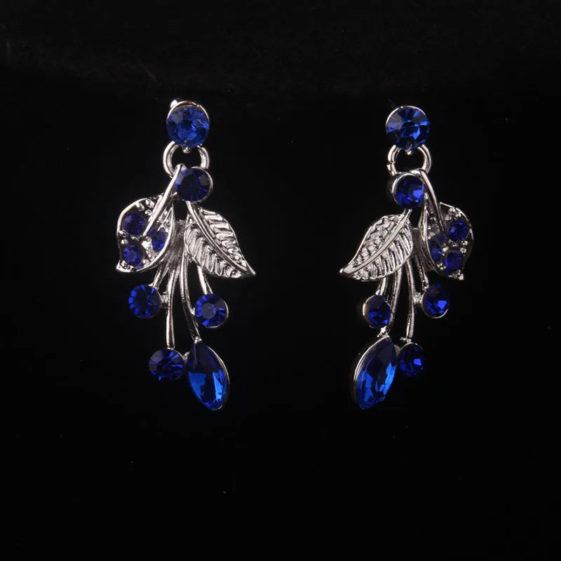 Purple Leaf & Flower Bridal Necklace & Earring Set