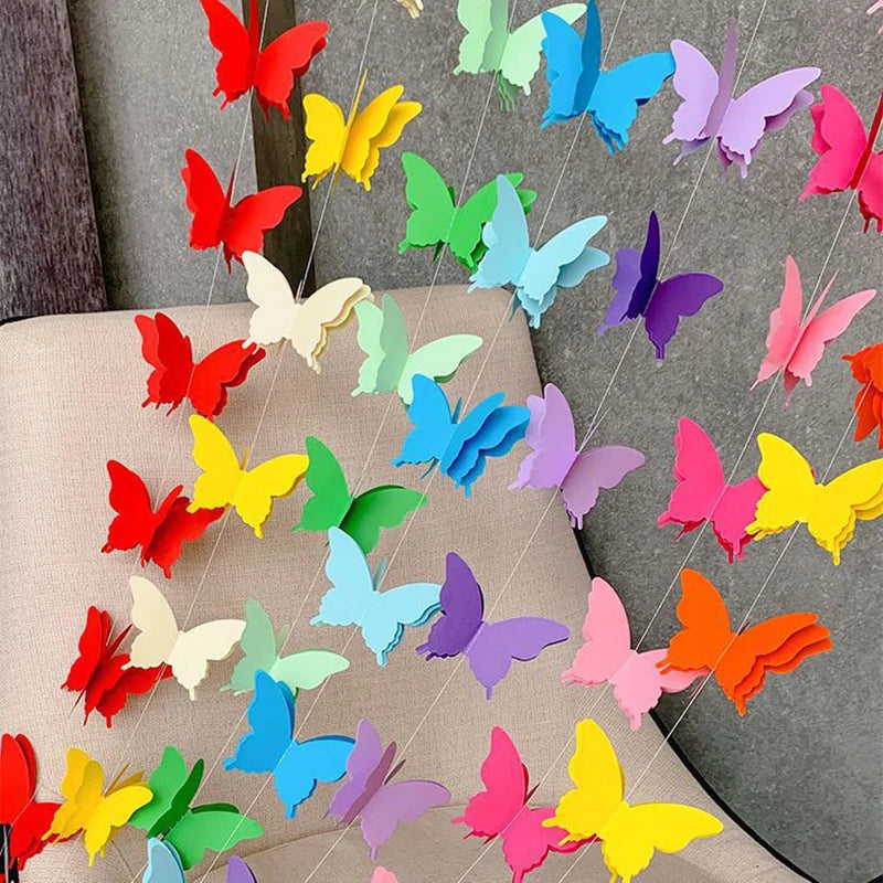 3M Serpentins 3D Papillon Graduel Forme Papier Chaîne Fleur Fête D'anniversaire Décoration Fête De Mariage Décoration Approvisionnement