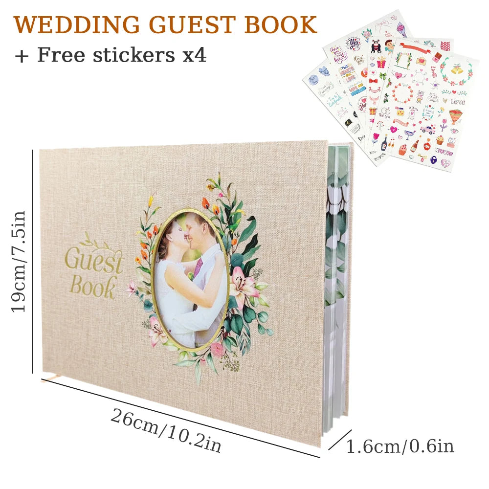 Livre d'or de mariage personnalisé Fleurs Élégant Livre d'or de réception de mariage Album photo Livre de messages de signature Cadeau de mariage