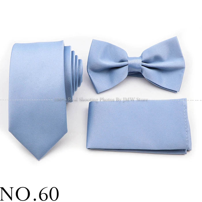 Ensemble cravate et nœud papillon violet bleu sauge vert en polyester, boutons de manchette et broche pour costume de marié, cravate de mariage, accessoire de chemise