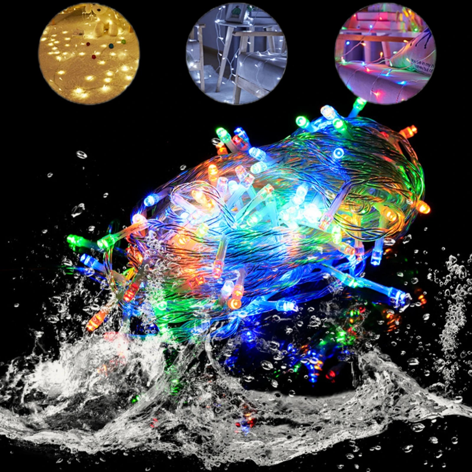 24V 100/800LED String Lights 8 Modes Waterproof Blue White Warm RGB LED Fairy Lights Courtyard Christmas Party Wedding Decor