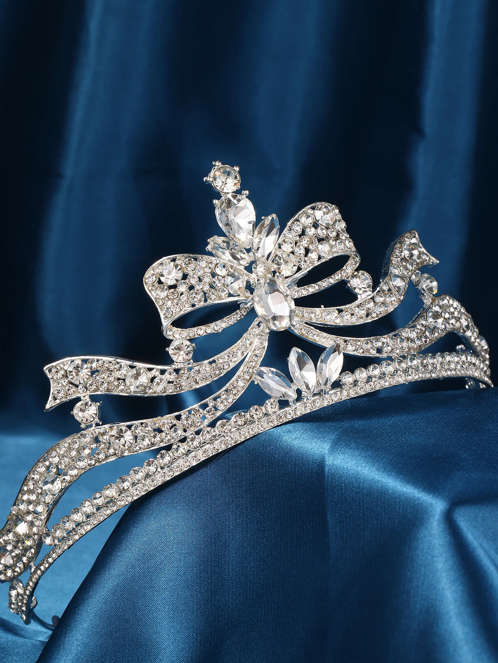 Accessoires pour femmes - Bandeaux de mariage - Bijoux de cheveux pour fiançailles - Serre-têtes en forme de nœud - Tiaras romantiques - Diadèmes de concours de beauté
