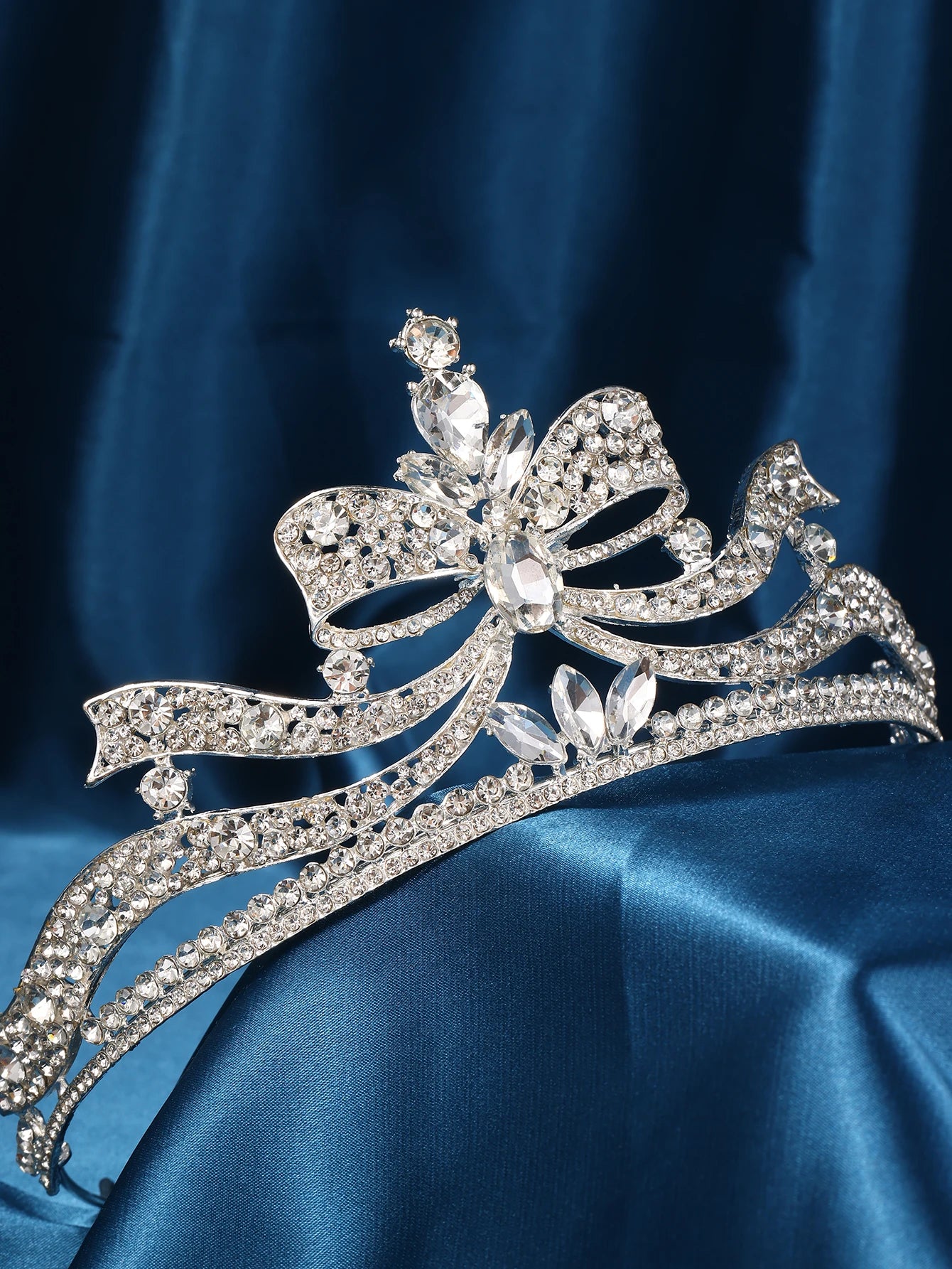 Accessoires pour femmes - Bandeaux de mariage - Bijoux de cheveux pour fiançailles - Serre-têtes en forme de nœud - Tiaras romantiques - Diadèmes de concours de beauté