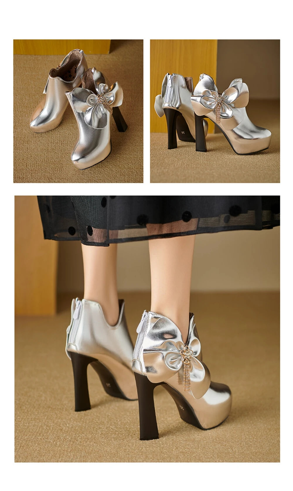 Women Spring and Autumn Fashion Round Head Coarse Heel Ankle Boots Dress Party Short Boots Work Clothes Women Shoes 55-8