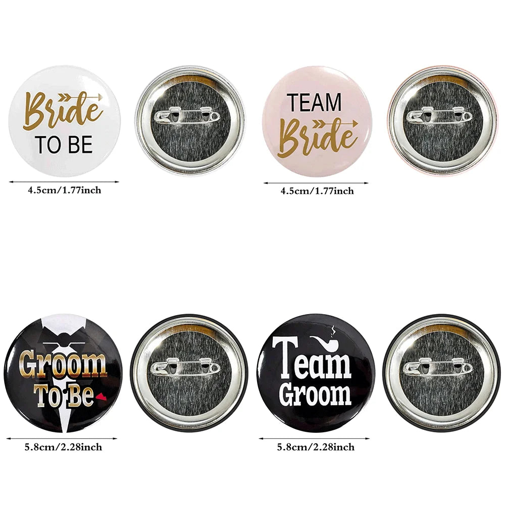 Team Bride & Team Groom Button Pin Set | Bachelorette Party Badges | Bridesmaid Gift Favors