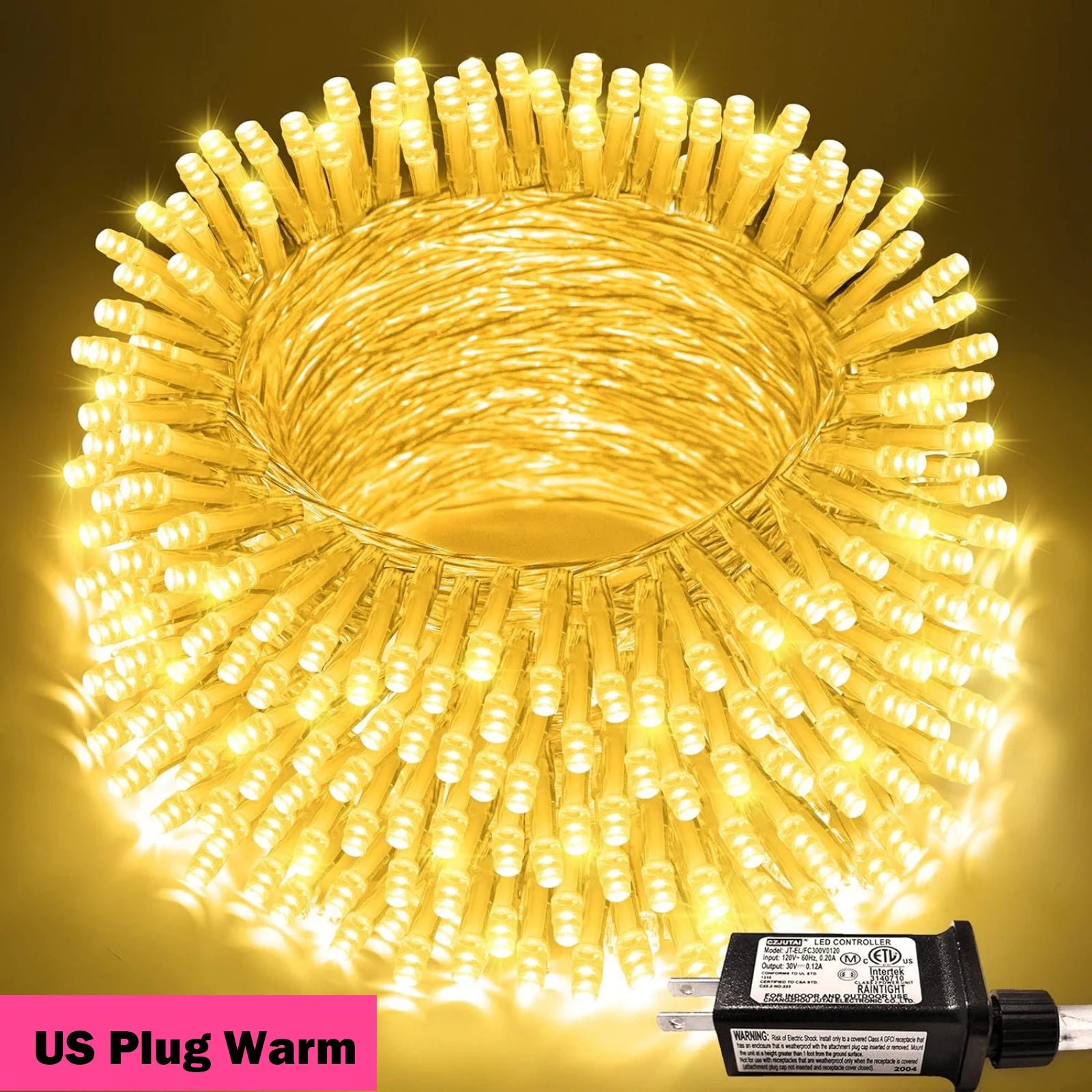 Guirlande lumineuse 24V 100/800LED 8 Modes Étanche Bleu Blanc Chaud RVB Lumières de Noël Fées pour Cour Fête Mariage Décoration