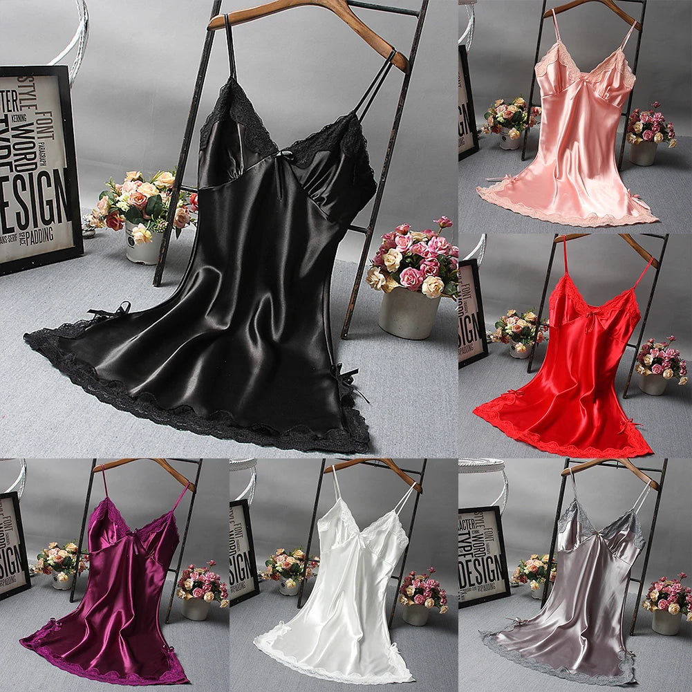 Chemise de nuit en dentelle patchwork sexy, lingerie, nuisette, col en V, robe de mariée, vêtements de nuit, robes de nuit sexy pour femmes