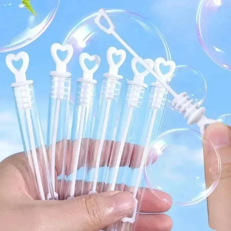 100/10 pièces Cœur d'amour Baguette Tube Vide Transparent Bouteilles de Savon à Bulles avec Poignée Cœur Cadeaux de Mariage pour Invités Décoration de Fête Jouets pour Enfants