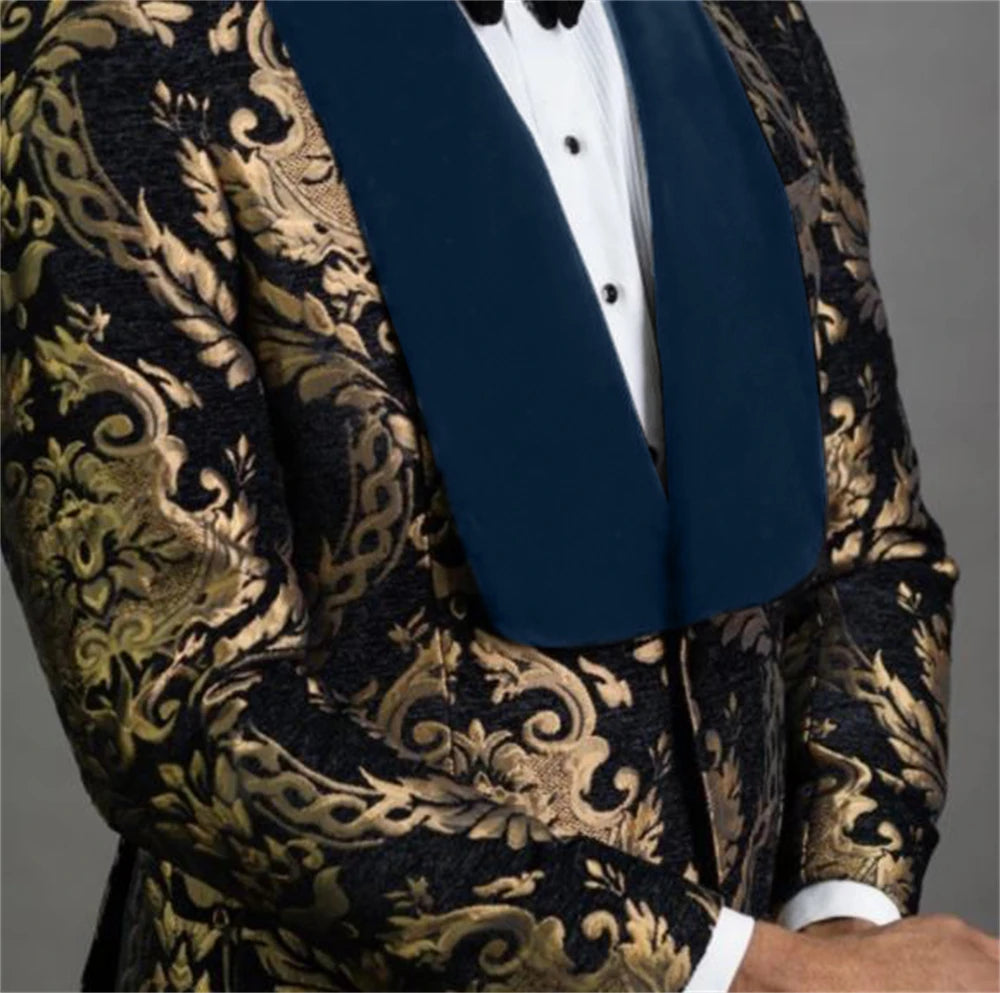 Costume garçon habillé pour soirée, costume pour enfants, costume de mariage pour garçons, blazer floral bleu marine, costumes de bal pour enfants