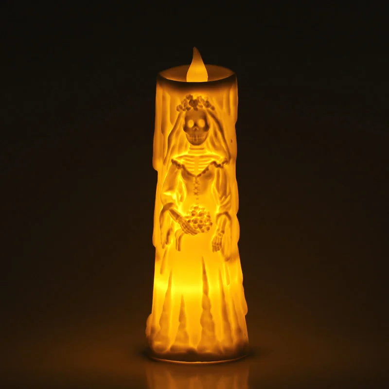 Halloween Skeleton Lamp LED Luminous Candle Horror Decoration Prop Ghost Groom Bride Couple Lamp Ornament Halloween Decor