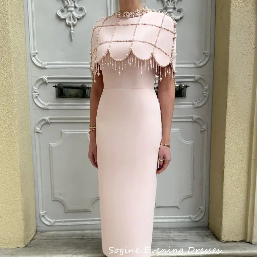 Robes de Soirée Élégantes pour Occasions Formelles pour Femmes Sexy avec Robe de Soirée de Mariage Longueur Cheville Ornée de Perles Luxueuses