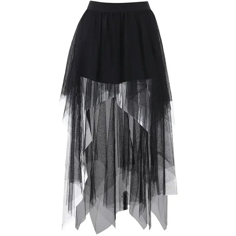 Jupes décontractées Punk Sexy en maille taille haute irrégulière pour femmes, nouvelle jupe polyvalente de style gothique européen et américain pour l'été