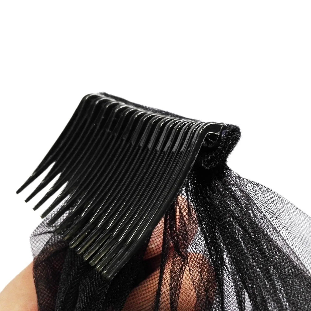 Voile de Mariée d'Halloween pour Femme avec Bord en Dentelle Voile de Mariage en Tulle 2 Niveaux