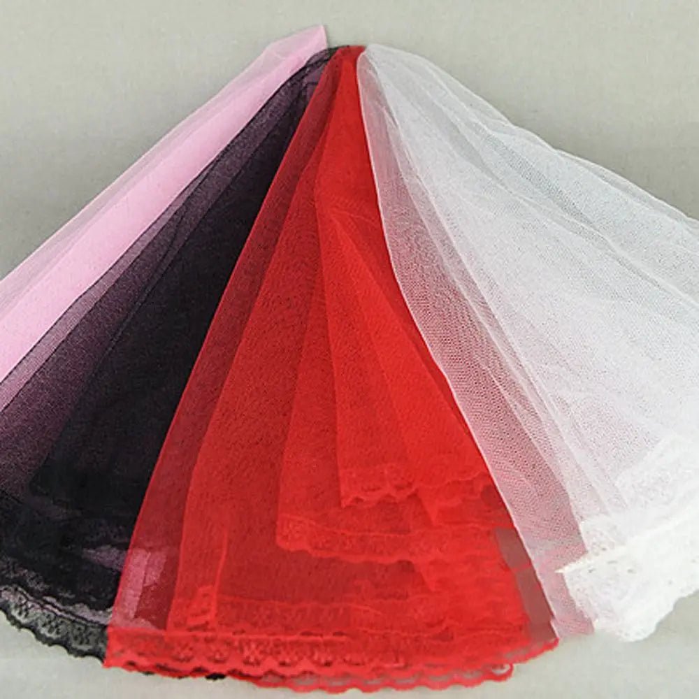 Voile de mode pour chapeau, voile de mariée, coiffe, voile de dentelle, long voile de mariage blanc 1/6 BJD