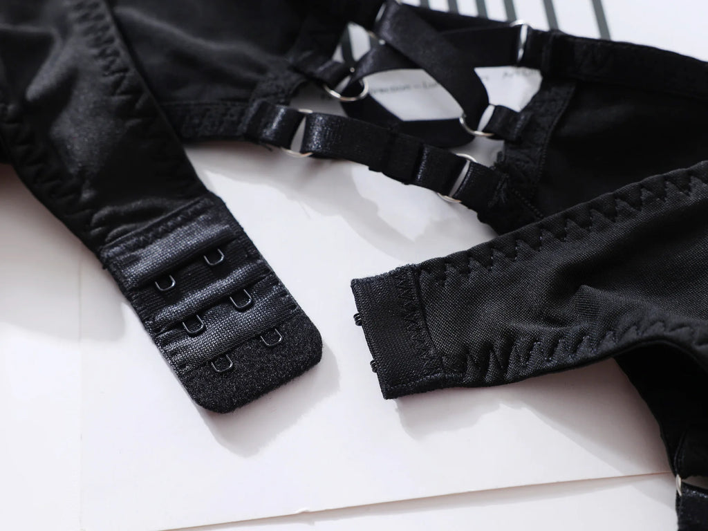 Ensemble de lingerie Ellolace Nœud Papillon Soutien-gorge Ouvert en Soie Sous-vêtements Sissy Bilizna Non Censurée Pornographie Sensuelle Intime Jarretière Strings Tenues Sexy