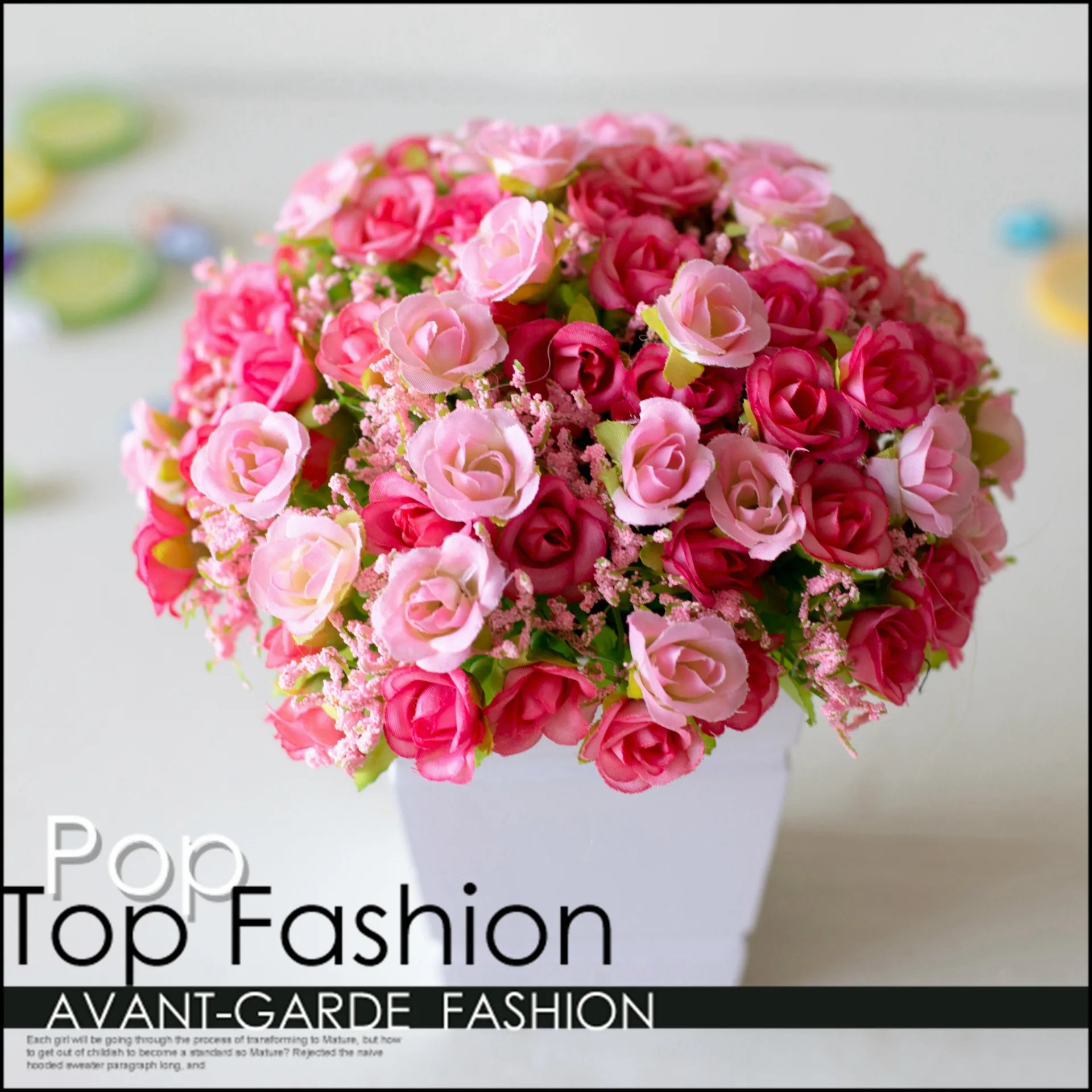Bouquet de roses artificielles diamant – 21 fleurs, 7 tiges