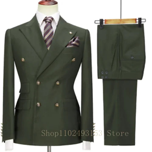 Costumes de Mariage Blancs pour Hommes 2023 2 Pièces Double Boutonnage Coupe Slim Vêtements de Marié Formels d'Affaires (Veste+Pantalon) Costume Homme