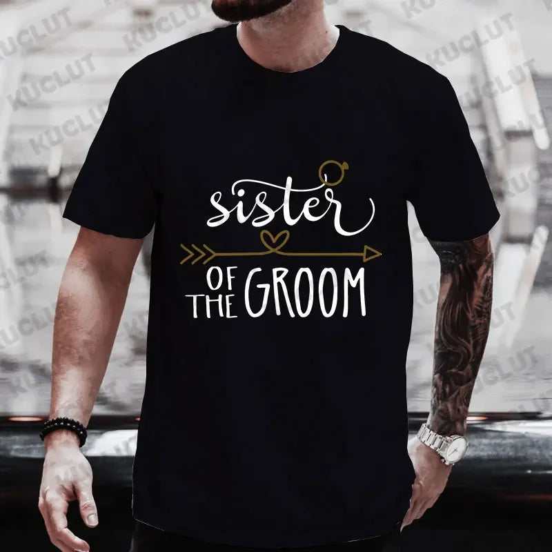 T-shirt « Team Groom » pour le père de la mariée, la mère du marié, pour les enterrements de vie de célibataire, t-shirts pour garçons d'honneur, hauts Y2K assortis pour toute la famille