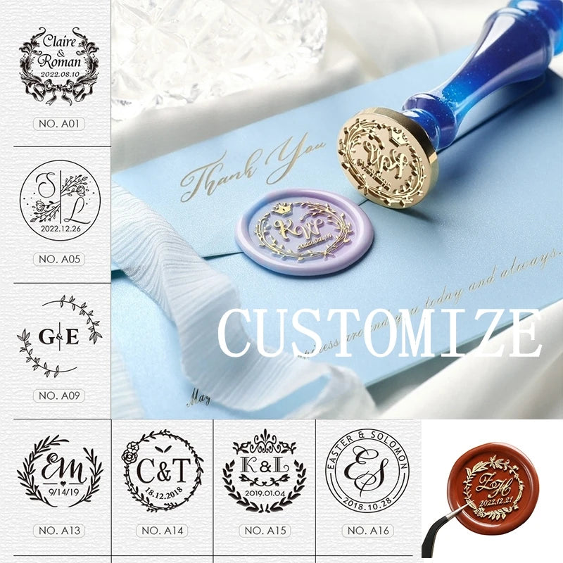 Thème de mariage Tampon LOGO personnalisé Personnalisation personnalisée Tête de tampon de cire à cacheter Décoration de carte d'invitation de mariage