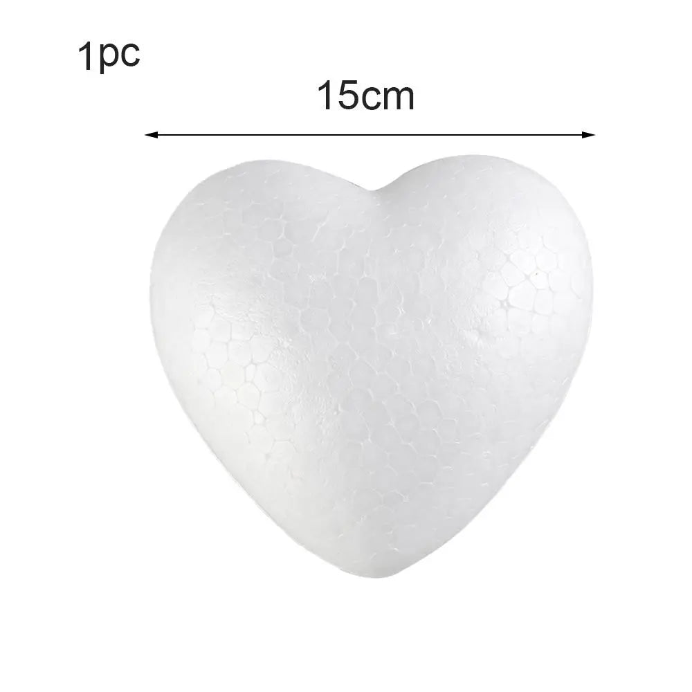 Moule Cœur en Mousse 6/8.5/10/15cm Boules Blanches Bricolage en Polystyrène pour Décoration de Mariage, Jouets, Fête