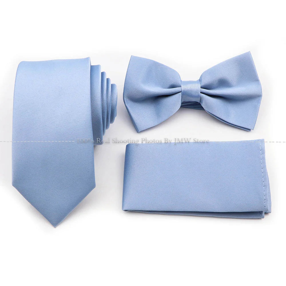 Ensemble cravate et nœud papillon violet bleu sauge vert en polyester, boutons de manchette et broche pour costume de marié, cravate de mariage, accessoire de chemise