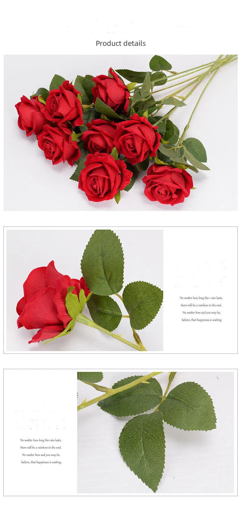 Velvet Artificial Rose Flowers for Wedding Décor & DIY (Set of 10)
